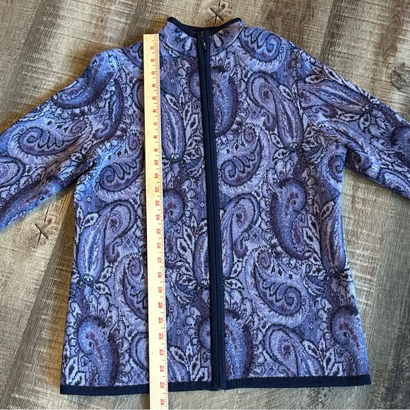 Pendleton Cardigan Women’s‎ Size MP Purple Paisley Merino Wool Full Zip - Picture 5 of 11